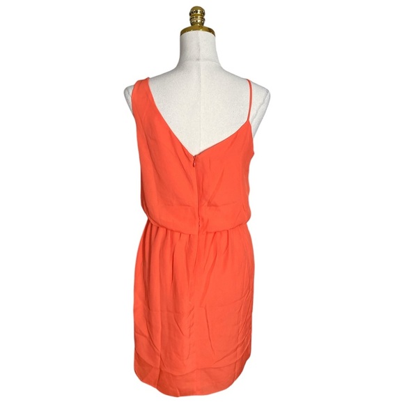 BOSTON PROPER  Coral Tie Front Sleeveless V-Neck Cocktail Party Mini Dress Sz 4 - Picture 6 of 9